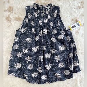 Joie Baltic Floral Print Ruffle High Neck Satin Sleeveless Blouse